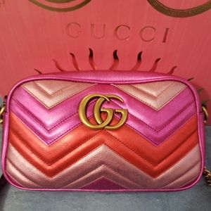 Gucci Marmont Metalasse Leather Metallic Leather crossbody Bag, Pre-owned